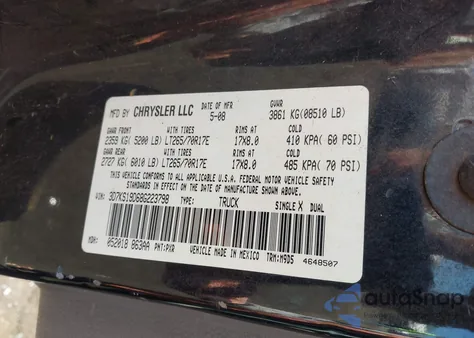 2008 Dodge Ram 1500 Sxt/Slt from USA, damaged, VIN 3D7KS19D68G223798